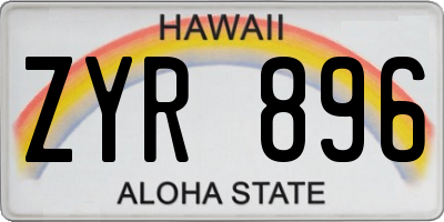 HI license plate ZYR896