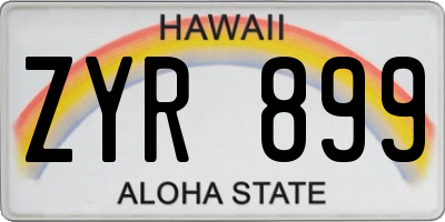 HI license plate ZYR899