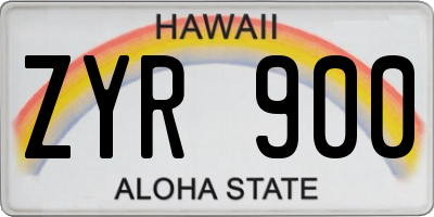 HI license plate ZYR900