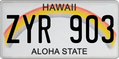 HI license plate ZYR903