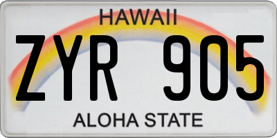 HI license plate ZYR905