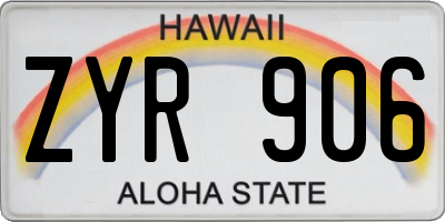 HI license plate ZYR906