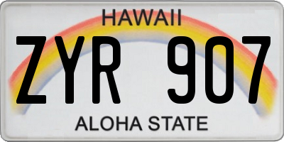 HI license plate ZYR907