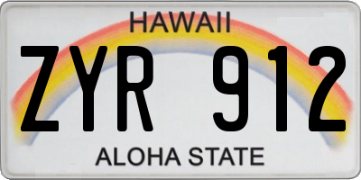 HI license plate ZYR912
