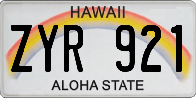HI license plate ZYR921