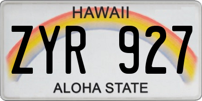 HI license plate ZYR927