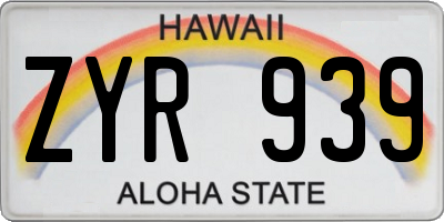 HI license plate ZYR939