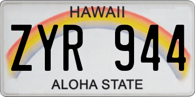 HI license plate ZYR944