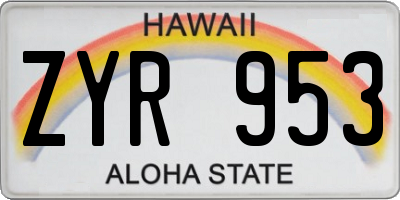 HI license plate ZYR953