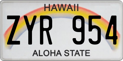 HI license plate ZYR954
