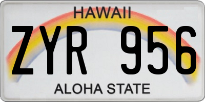 HI license plate ZYR956