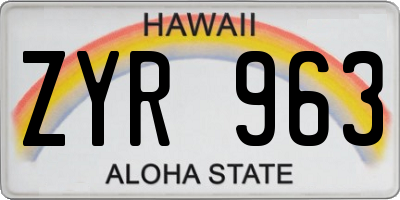 HI license plate ZYR963