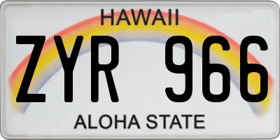 HI license plate ZYR966