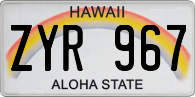 HI license plate ZYR967