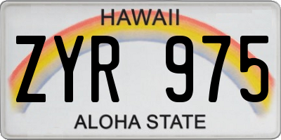 HI license plate ZYR975