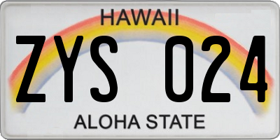 HI license plate ZYS024