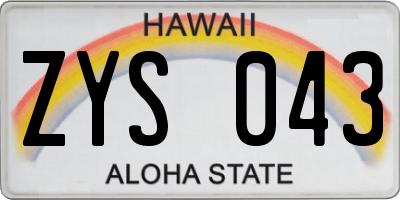 HI license plate ZYS043