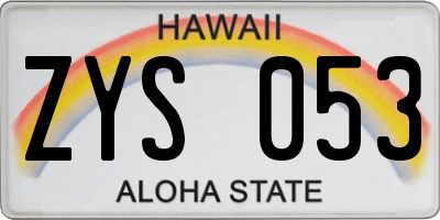 HI license plate ZYS053