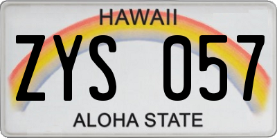 HI license plate ZYS057