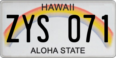 HI license plate ZYS071