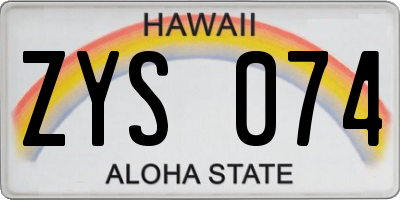 HI license plate ZYS074