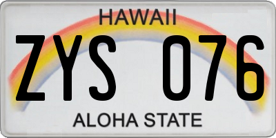 HI license plate ZYS076