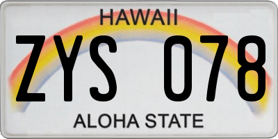 HI license plate ZYS078