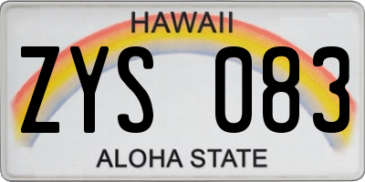 HI license plate ZYS083