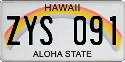 HI license plate ZYS091