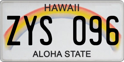 HI license plate ZYS096
