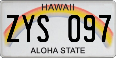 HI license plate ZYS097