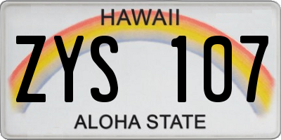 HI license plate ZYS107