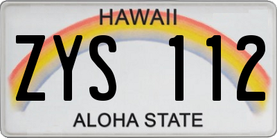 HI license plate ZYS112