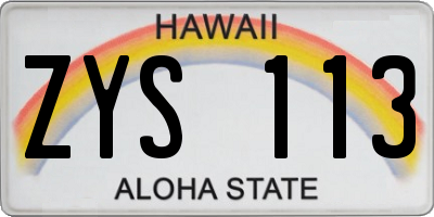 HI license plate ZYS113