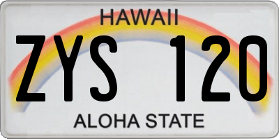 HI license plate ZYS120