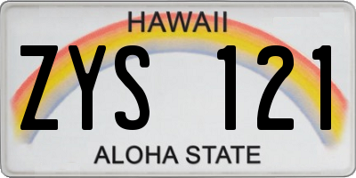 HI license plate ZYS121