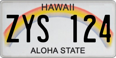 HI license plate ZYS124