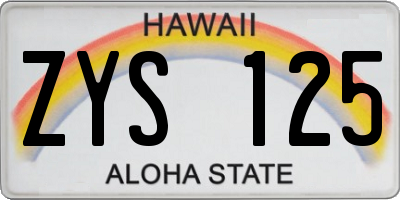 HI license plate ZYS125