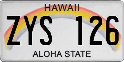 HI license plate ZYS126