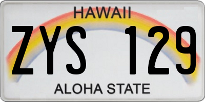 HI license plate ZYS129