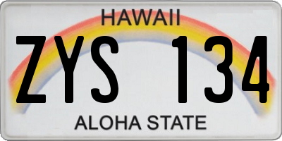 HI license plate ZYS134