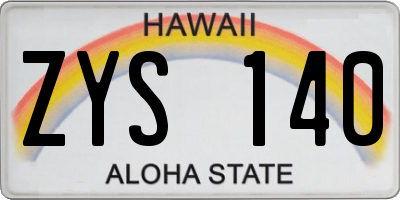 HI license plate ZYS140