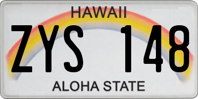 HI license plate ZYS148