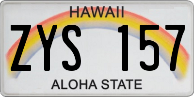 HI license plate ZYS157