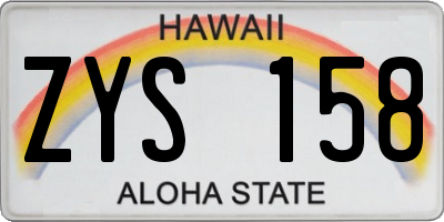 HI license plate ZYS158
