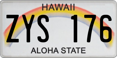 HI license plate ZYS176