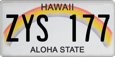 HI license plate ZYS177
