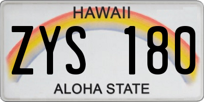 HI license plate ZYS180