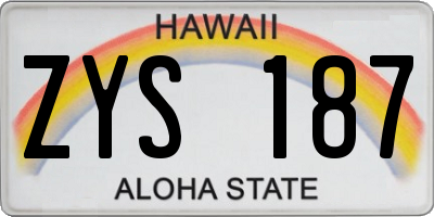 HI license plate ZYS187