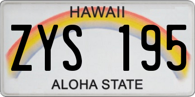 HI license plate ZYS195